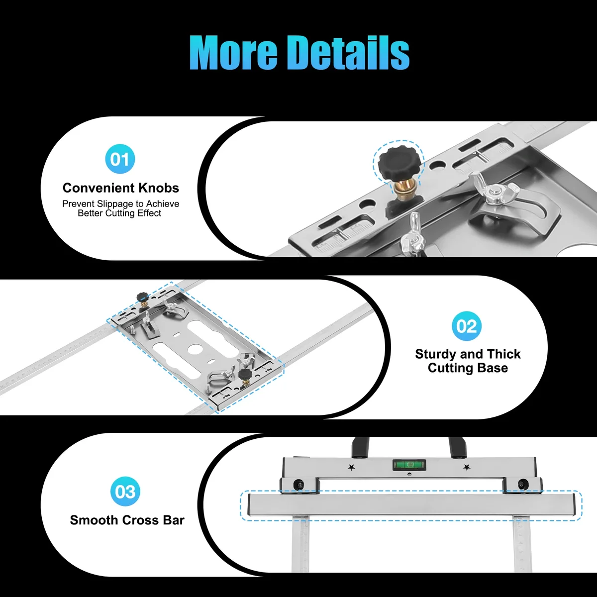 Positioning Cutting Board Tool, Circular Saw Guide System, Woodworking Accurate Rip-Cut Track Rail Edge Frame Tool For 4“ Saw — view 6