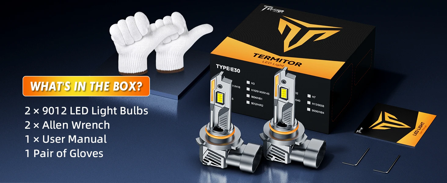 2PCS LED 9012 HIR2 Light Bulbs,90000LM 6500K, 360° Adjustable Quick Install,Real 1:1 Size Direct Replacement 9012 Fog Light Bulb