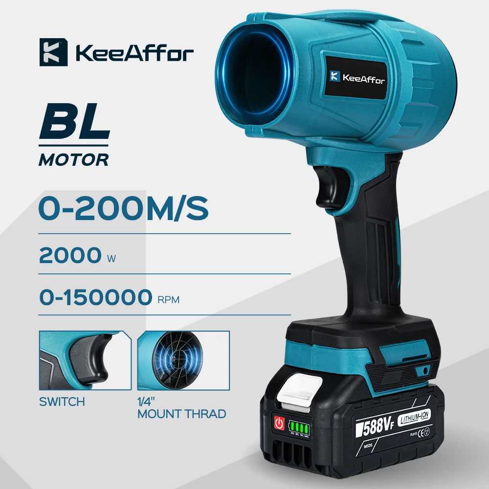 Dmuchawa wentylator KEEAFFOR 200M/S na akumulator Makity za $27.46 / ~116zł