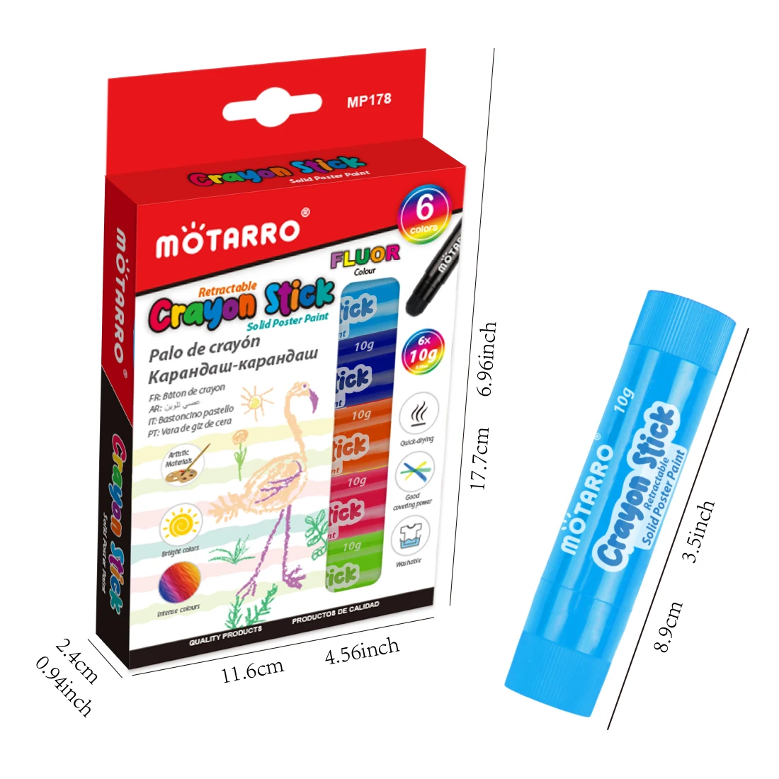 Soft Solid Gouache Paint Sticks Pastels Crayons Macaron Colors 6 Colors MOTARRO Drawing Safe Non-toxic Pastels for Students