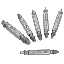 Kit de taladro de Metal dañado de acero de alta velocidad, herramientas de servicio de tornillo, Extractor de tornillos de broca, 6 piezas
