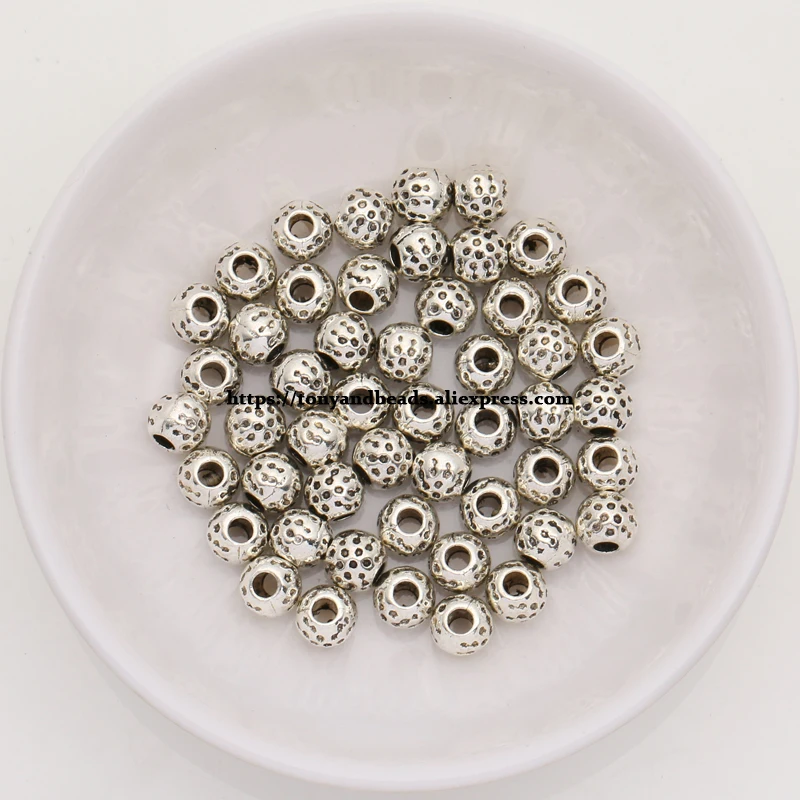 

(50Pcs / Lot !) Zinc Alloy Tibetan Antique Silver European Charm Spacer Beads For Jewelry Making Size 5.5x5mm HZ142B