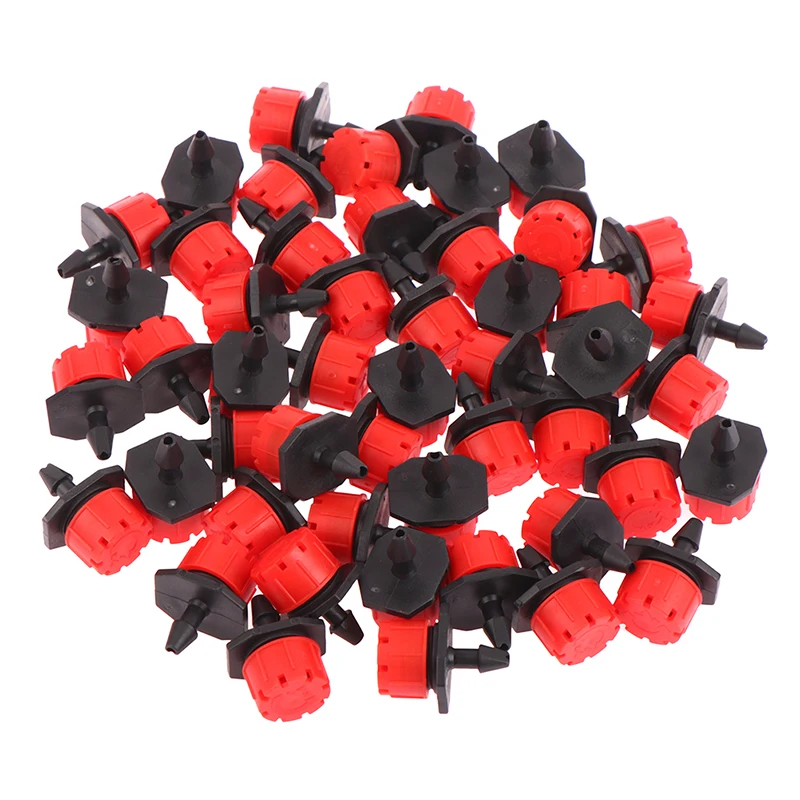 

50PCS 1/4'' Barb Red Adjustable Nozzles Garden Watering Irrigation Sprinkler Emitter Micro Drip Balcony Yard Greenhouse Spray