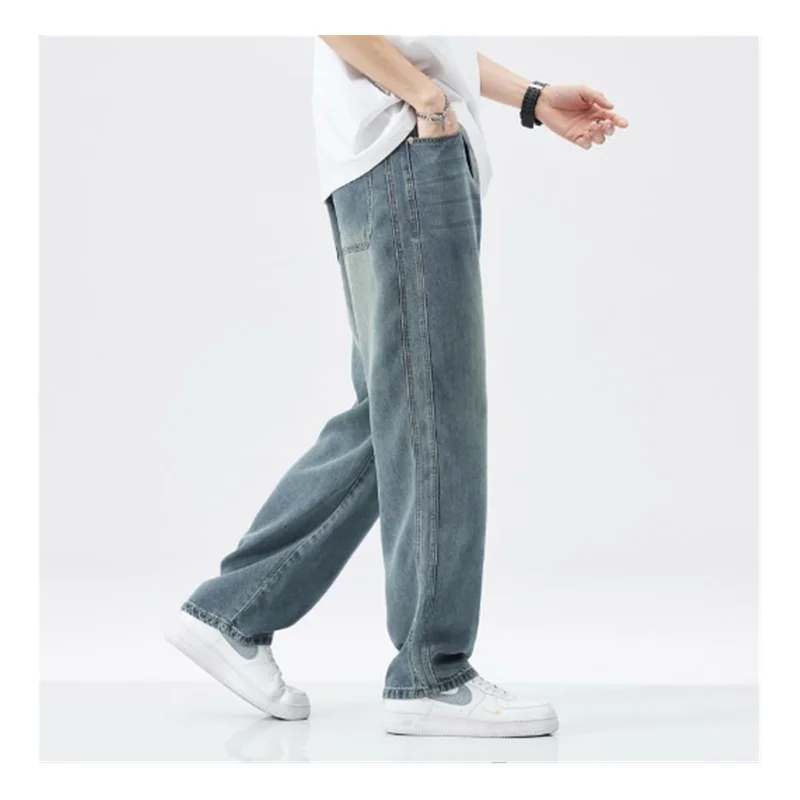 Tian Si Jeans Men's Summer American Retro Loose Plus Size Straight Tube High Street Fashion Versatile Casual Pants 28-40 L0010