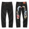 Japanese Handmade Embroidered Jeans Men's Pure Cotton Straight Tube Hip-Hop Popular Slim Red Ears Show Thin Trousers Devil Big M 3