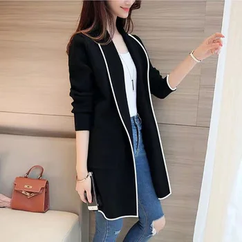 Autumn Winter Loose Fashion Women's Patchwork Coat Long Sleeve Sweatshirt Cardigan Oversize Versatile Outerwear Coat For Ladies