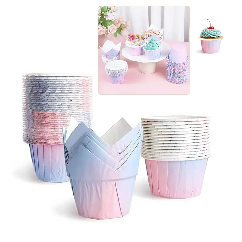 Gradient Color Cupcake Wrapper Baking Cups Grease-Proof Muffin Liners Containers High-T... - SKU CWBC1313 - UGI Packaging
