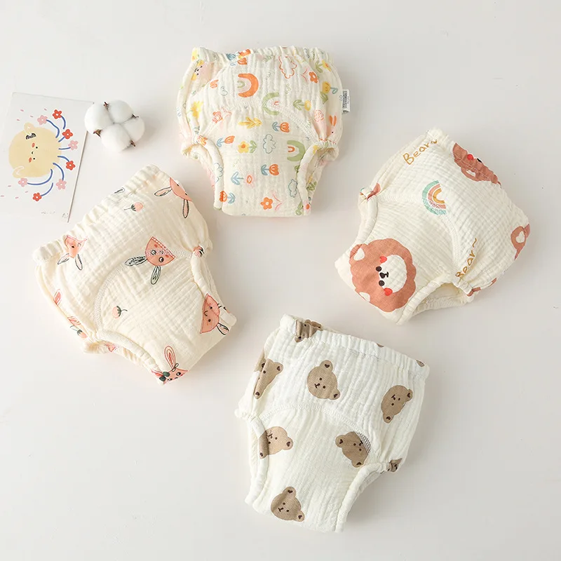Washable Baby Training Pants Cotton Diapers Bubble Gauze Nappy Breathable Reusable Children's Underwear Toddler Cloth Diapers
