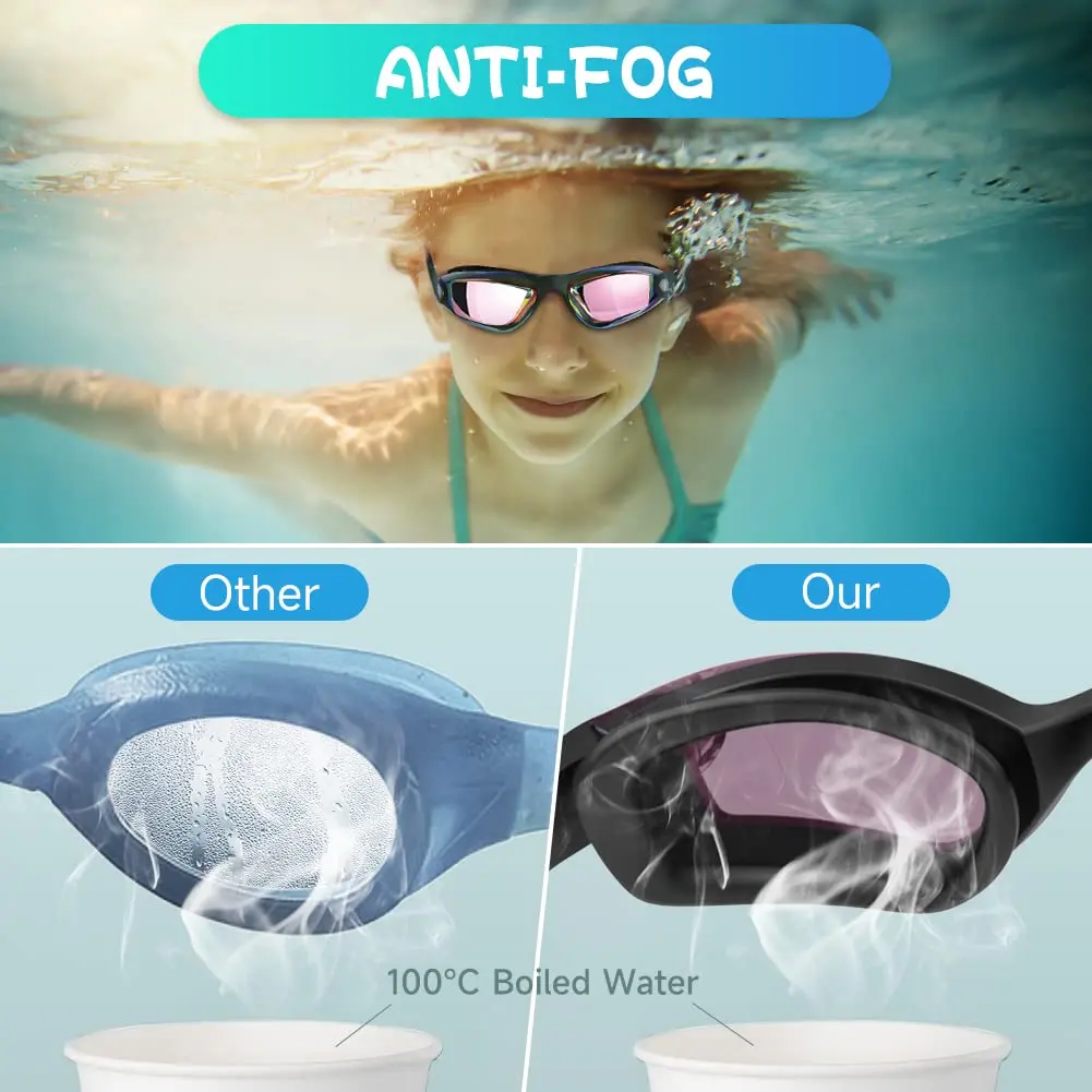 Kids Swimming Goggles Professional Anti-Fog/UV Protection No Leakage for 3-14 Years Girls Boys Swimming Goggles Gift Case swimming goggles swimming goggle box