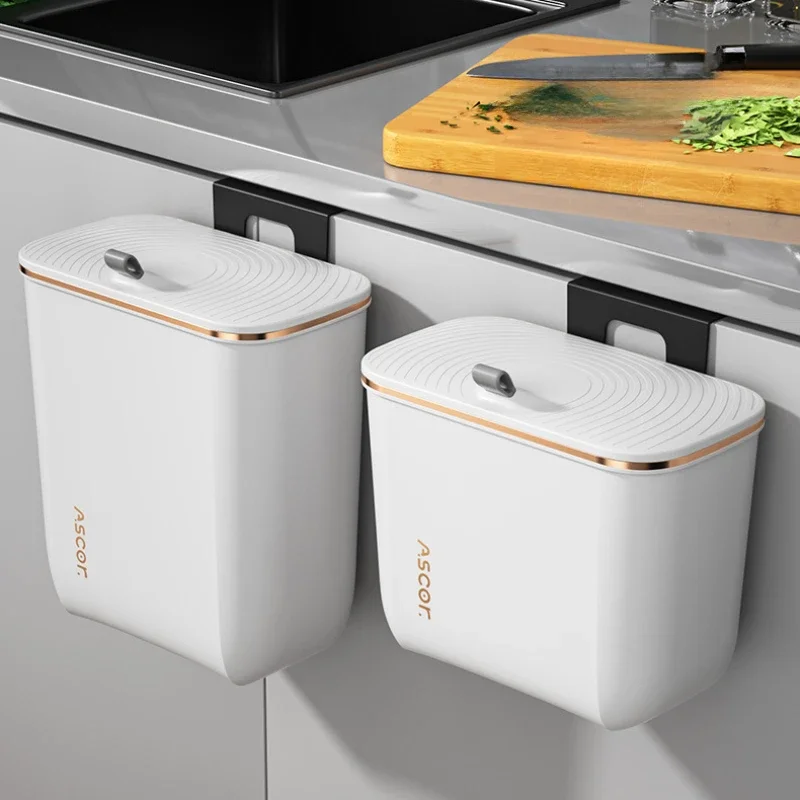 المطبخ مزبلة الحائط 7/9L سعة سلة المهملات مع غطاء الحمام المنزلية غرفة المعيشة غرفة نوم ضوء سلة ورق فاخرة