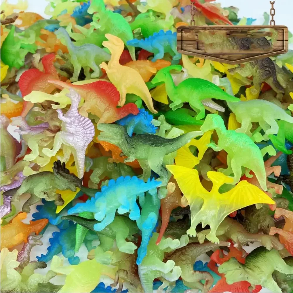12pcs Mini Luminous Dinosaurs Glow in Dark Dino Toys Treat Kids Birthday Party Favors Boy Girl Gift Fillers Ornament
