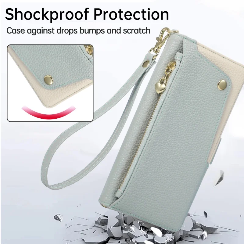 Crossbody Leather Wallet Phone Case with Card Holder Slots