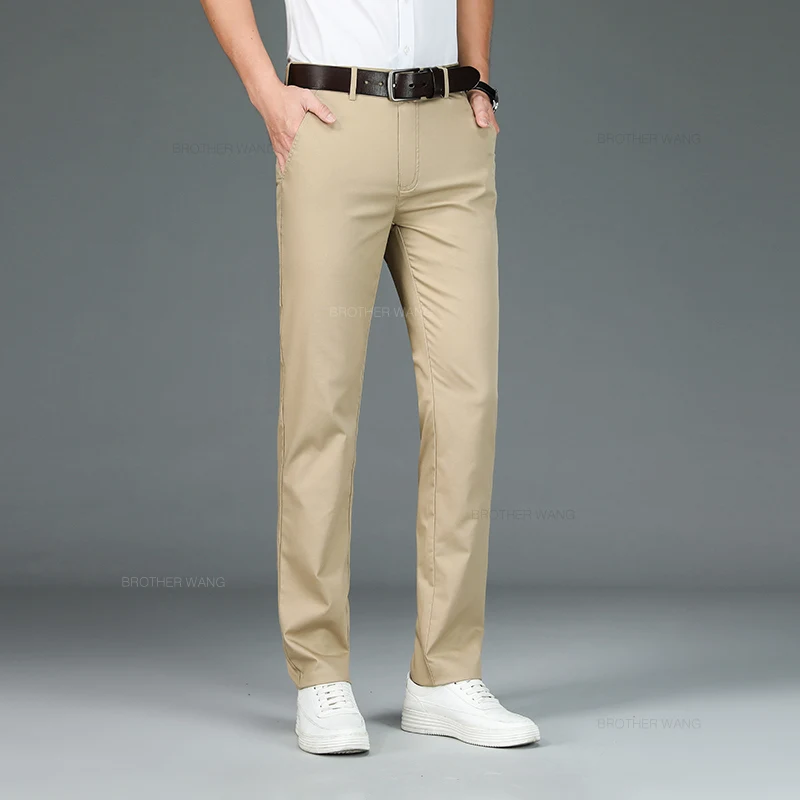 Men's Ultra-Thin Bamboo Fabric Elastic Casual Trousers - Soft & Straight in Classic Shades