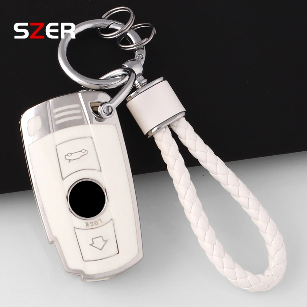 Luxury TPU Car Key Case Cover & Protector with Keychain Attachment