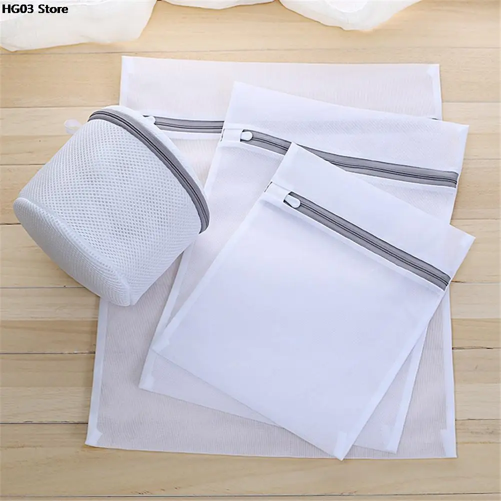 fashion! 5Sizes Zippered Foldable Nylon Laundry Bag Bra Socks Underwear Clothes Washing Machine Protection Net Mesh Bags