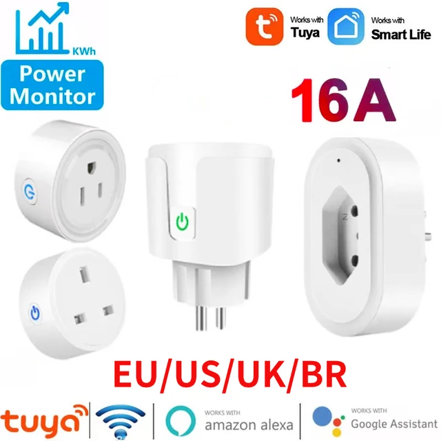 16A UK Smart Wifi Power Plug Energy Monitor Timer Smart Home House Wifi  Wireless Socket Outlet for Alexa Google Home by Tuya App - AliExpress