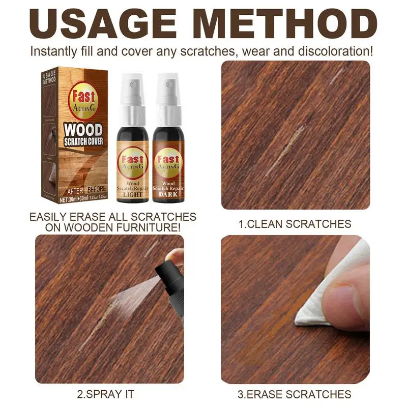 Wood Repair Kit Floor Wood Repair Furniture Paint Floor Complementary Color Spray Repair Wood Scratch Remover Acting Spray
