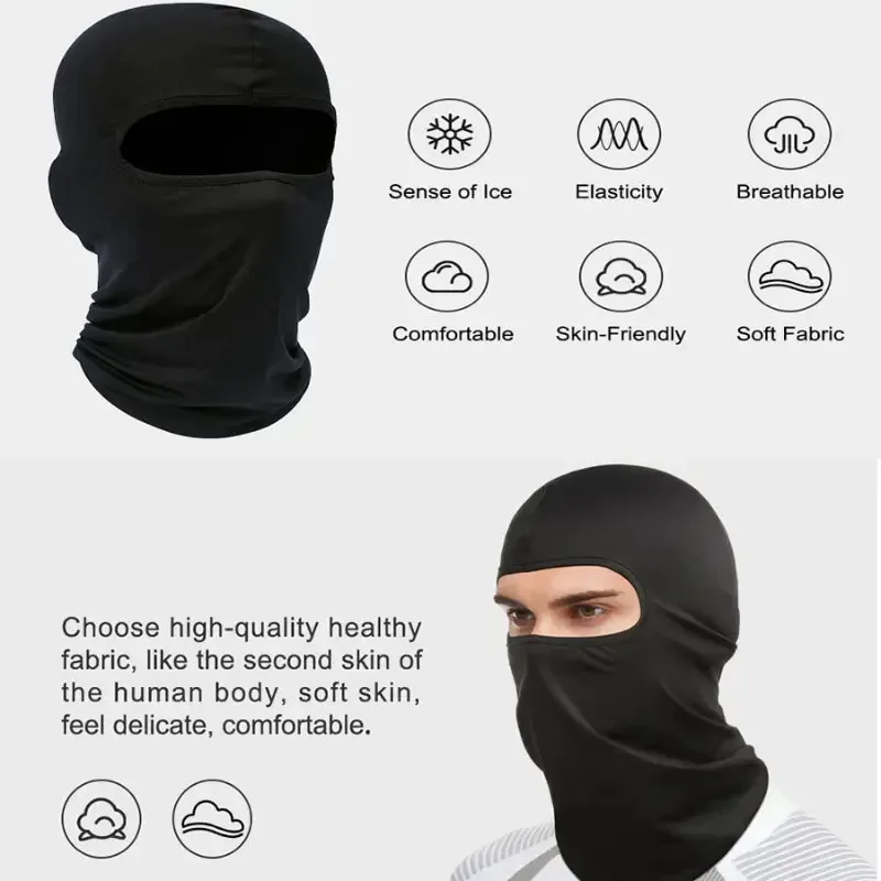 Ice Silk Sunscreen Full Face Mask Outdoor Fishing Motorcycle Windproof UV Protective Mask Black Balaclava Mask