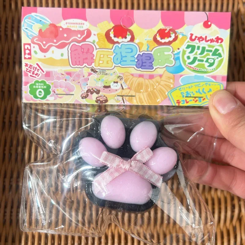 Cat Paw Mochi Taba Squishy Fidget Toy Cute Plush Cat Paw Silicone Slow Rebound Pinch Decompression Toy Stress Release Vent Toy 5