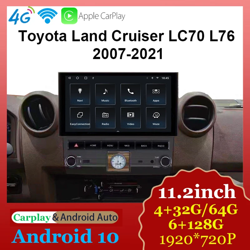 

Android 10 6+128G Car DVD Radio Multimedia Player GPS LCD Screen For Toyota Land Cruiser LC70 L76 2007-2021
