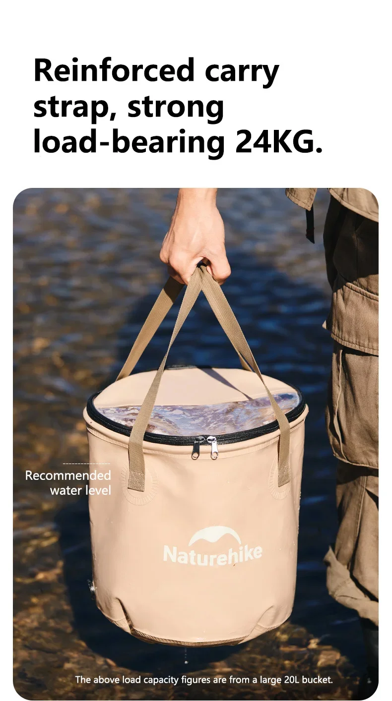 Naturehike Falten Wasser Eimer Camping Tragbare Große Kapazität Eimer Outdoor Picknick Reise Multifunktionale Lagerung Eimer – Detail 9