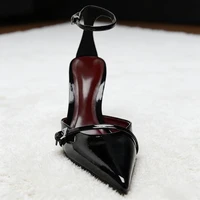 Sexy Ankle Strap Thin High Heels Women Summer Patent Leather Luxury Banquet Wedding Shoe Elegant Pointed Toe High Heeled Sandals - Image 4