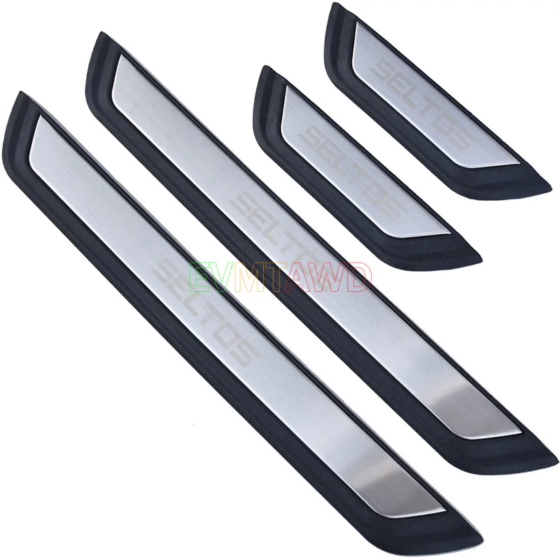 4 stuks Auto Buitenste Instaplijsten Kick Platen Protector Accessoires voor Kia Niro II 2022 2023 2024 2025, auto dorpel pedaal accessoires(Blue