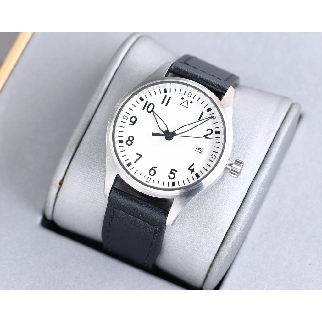 

mens automatic mechanical movement 40mm watch black leather