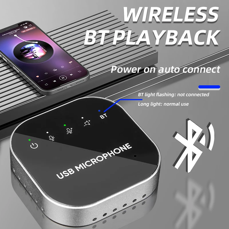 데스크탑 USB 회의 마이크, 블루투스 스피커, 유선 터치 키, 무지향성 PC 노트북, 라이브 방송 마이크, 지지대 음소거