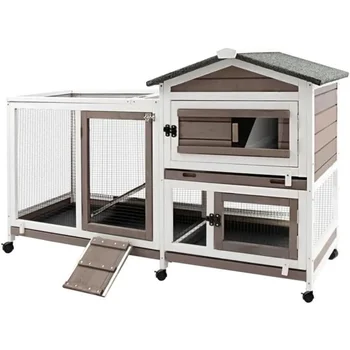 Two-Story Rabbit Hutch with Wheels 1