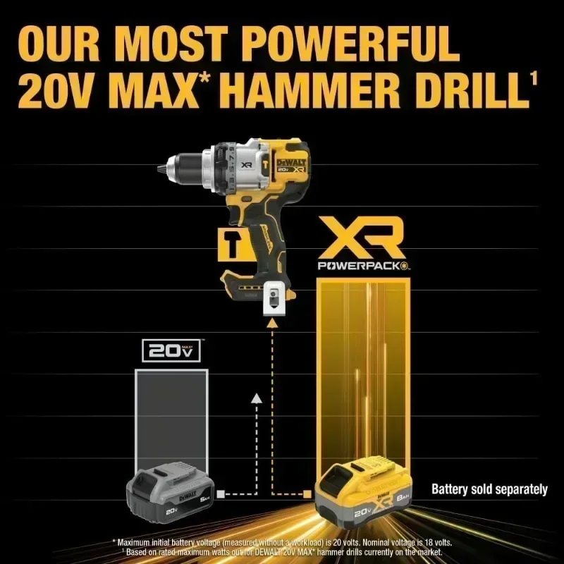 DEWALT DCD1007 20V MAX Brushless 1/2 in. 3-Speed Hammer Drill ANTI-ROTATION Cordless Electric Hammer Dewalt Power Tools DCD1007B 3