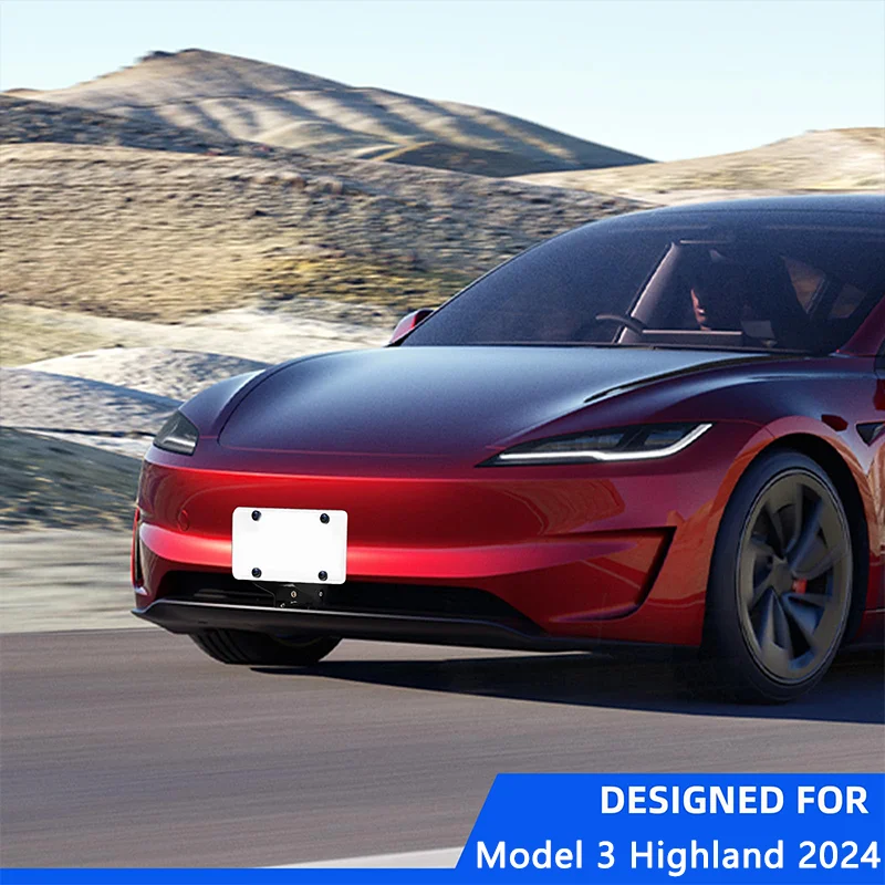 Tesla Front License Plate Holder For Model 3, Model X, Model S, Model Y - Red & Black Auto Car Plate 2 thumbnail image
