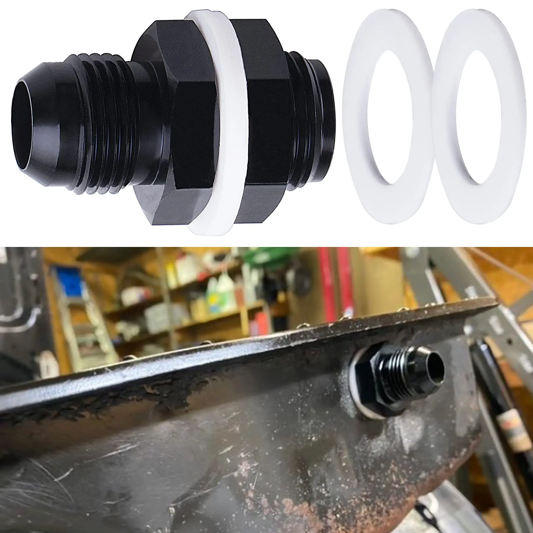 Aluminum fuel cell bulkhead fitting AN6 AN8 AN10 accessories black fuel cell bulkhead adapter fitting