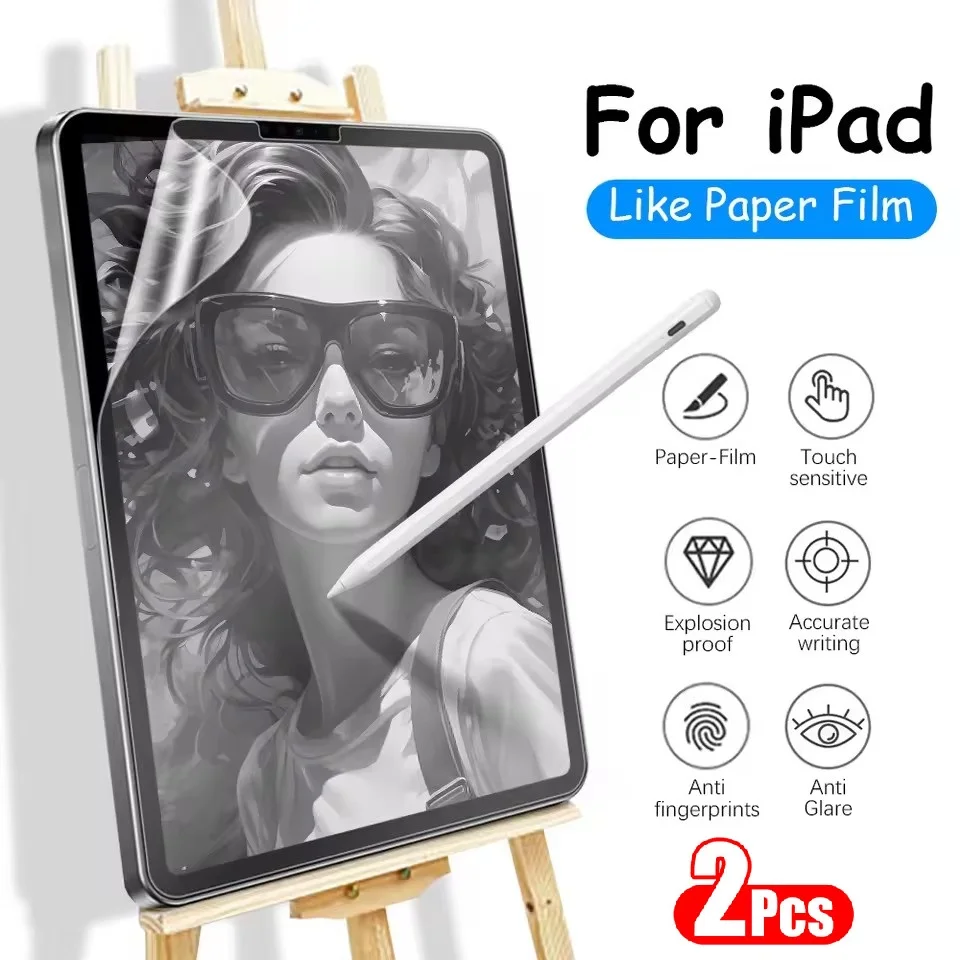 Protecteur d'écran en papier pour iPad 13 11th M4 M5 12.9 Air 11 M2 M3 9th 10th Generation Mini 6 7, 2 pièces
