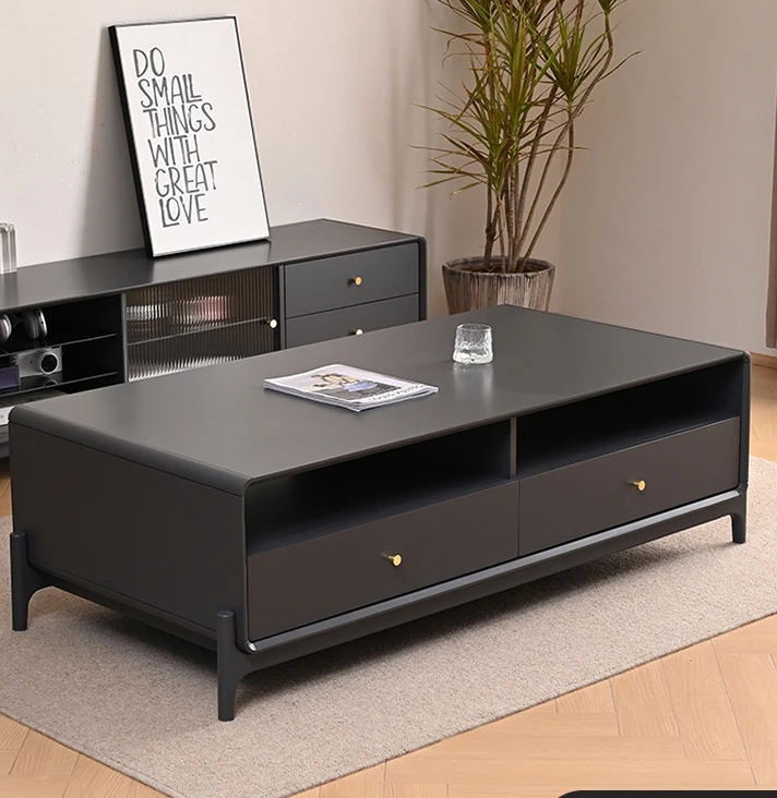 

Jingming Tea Table Solid Wood Coffee Table TV Cabinet Combination Simple Modern Living Room Storage Cabinet Floor-Standing