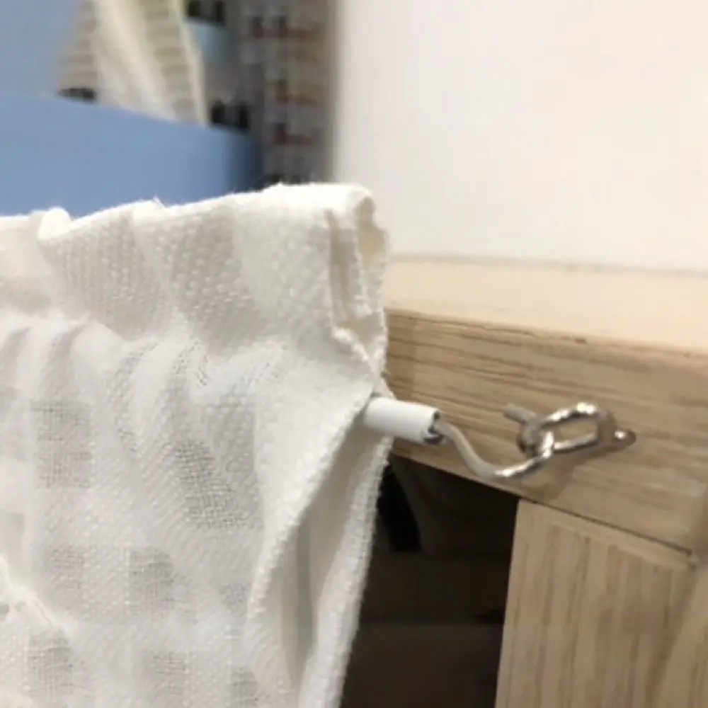 1 Satz langlebiges 2/3/4/5 Meter Vorhangfederseil aus PVC-Stahl mit HAKEN AUGEN Fensterschnur Kabelnetz Weißer Vorhangschienendraht – Detail 8