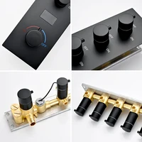 ชุดฝักบัวอาบน้ำแบบติดเพดานสีดำ M Boenn 6 ฟังก์ชั่น สำหรับคู่รัก พร้อมลำโพงเพลงในตัว ก๊อกน้ำร้อนน้ำเย็นสำหรับห้องน้ำ 3