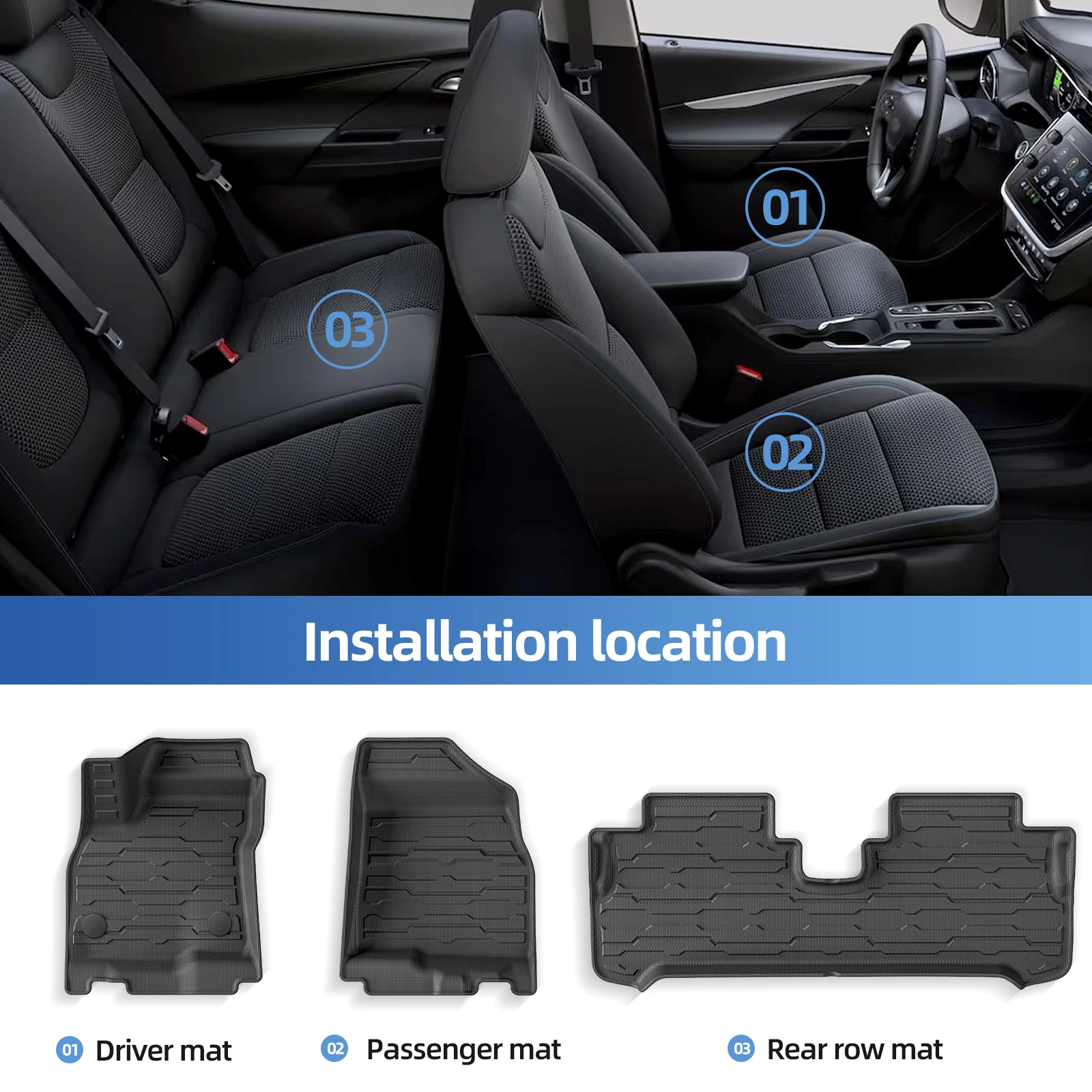 for Chevrolet Chevy Bolt EV 2022 2023 2024 Car Floor Mats Cargo Liner Trunk Pad TPE 3D Left Hand Drive 2