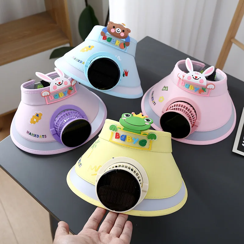 Kids Sun Hat with USB Fan Summer UV Protection Cooling Visor Cap for Boys Girls Adjustable Outdoor Beach