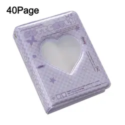 Compact 64-Pocket Photo Album and Organizer for Pictures, Stamps, Tickets, and Cards (Purple)
