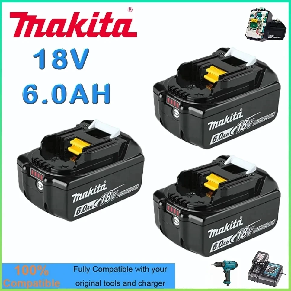 

Оригинальный аккумулятор Makita, перезаряжаемый литий-ионный аккумулятор для электроинструмента, 18 в, 6,0 Ач, модель LXT, BL1860B, BL1860, BL1850, Makita, 6 Ач