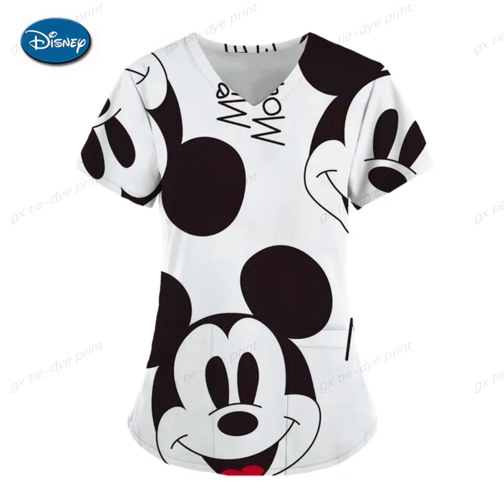 

Disney Mickey Mouse Print medical uniforms women men Nurse Accessories Clinical Uniform Dentist work blouse vet spa Scrub Tops