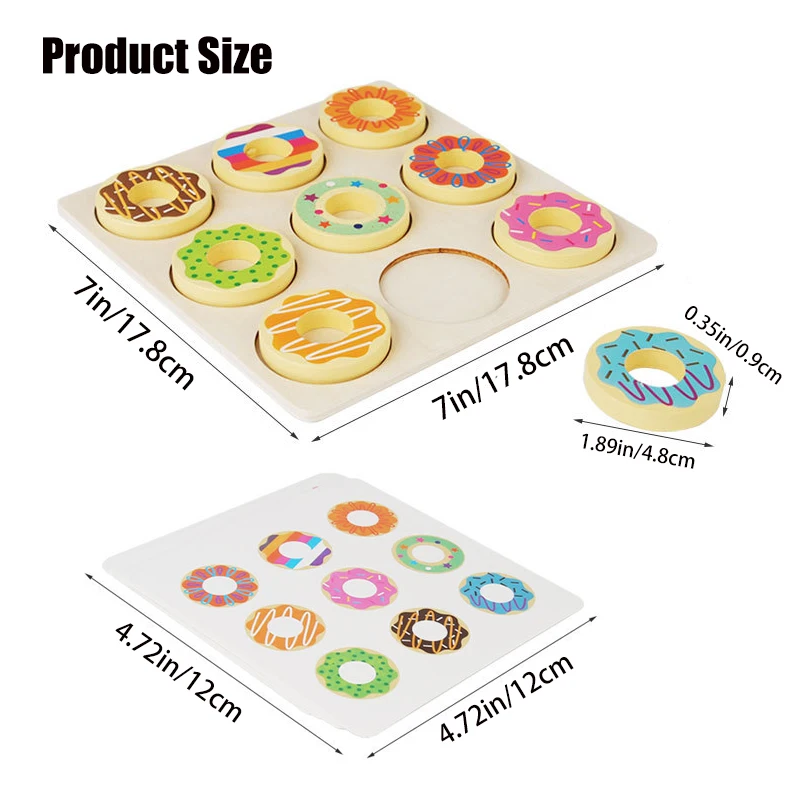 Wooden Doughnut Colors Pairing Toys, Montessori Early Education Puzzle, Color Matching Game, Kindergarten Game 3