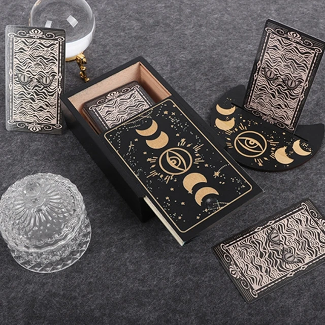 Estuche de madera para cartas de tarot y soporte de madera para cartas de  tarot, caja de cartas de tarot, caja de recuerdos de adivinación con  tablero