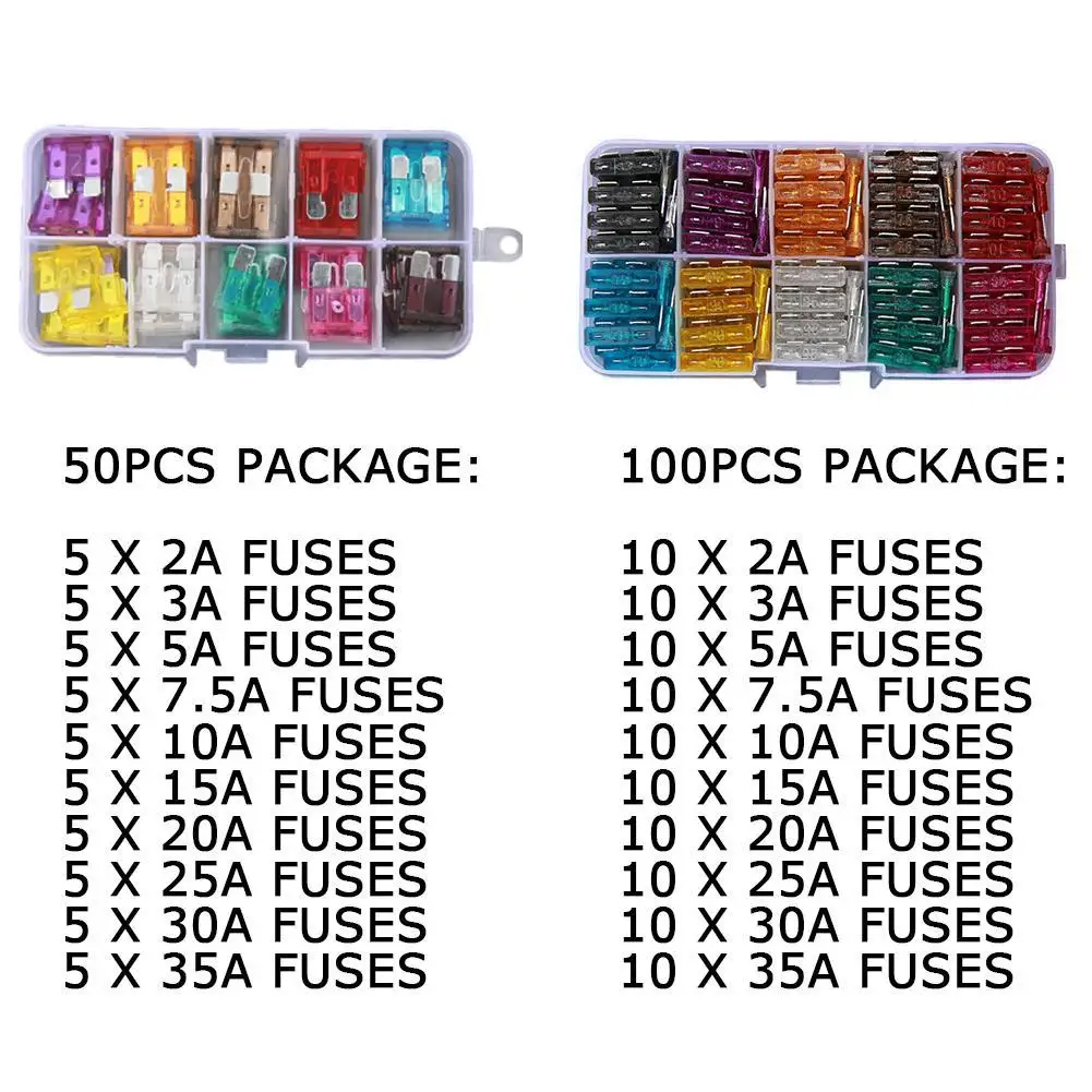 Assorted Auto Fuses Kit Standard Blade Fuse 2A 35A