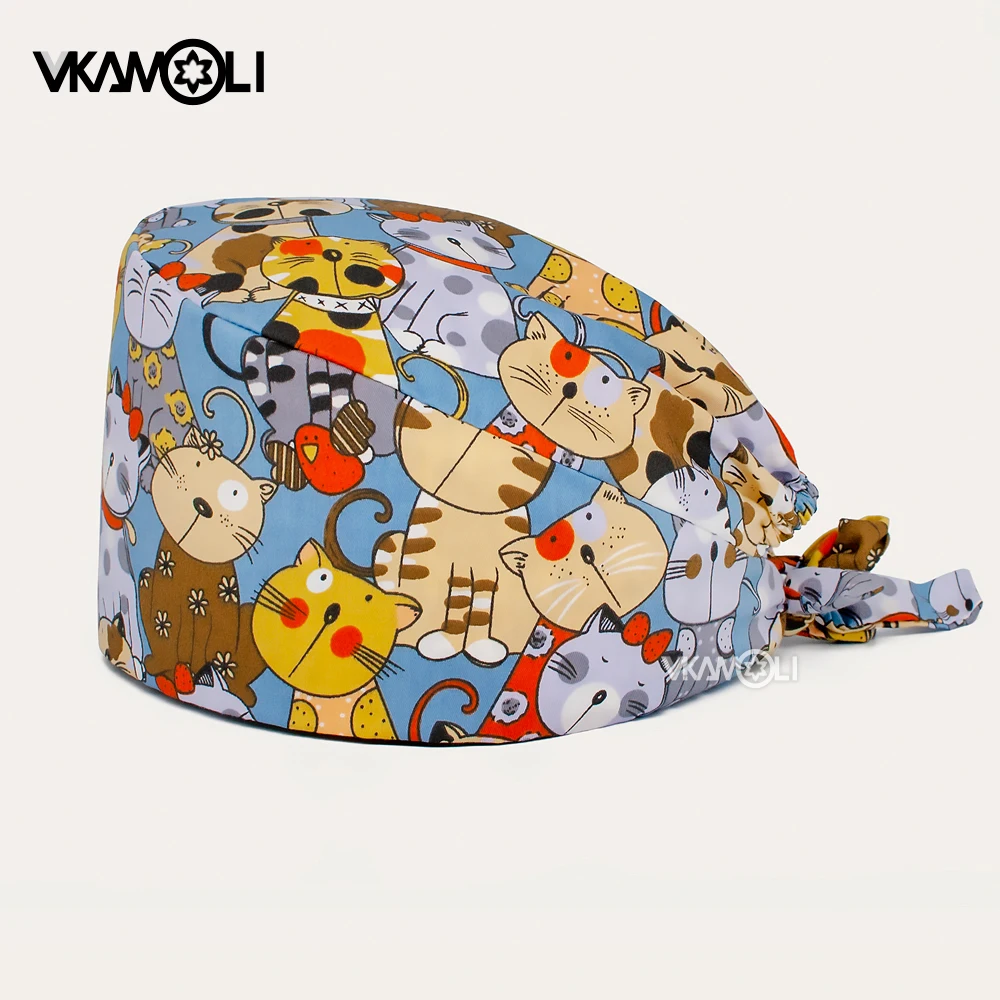Cute animal print women Scrubs Caps Pet shop Work Scrubs Breathable Lab scrub hat nursing hat nurseshair hats