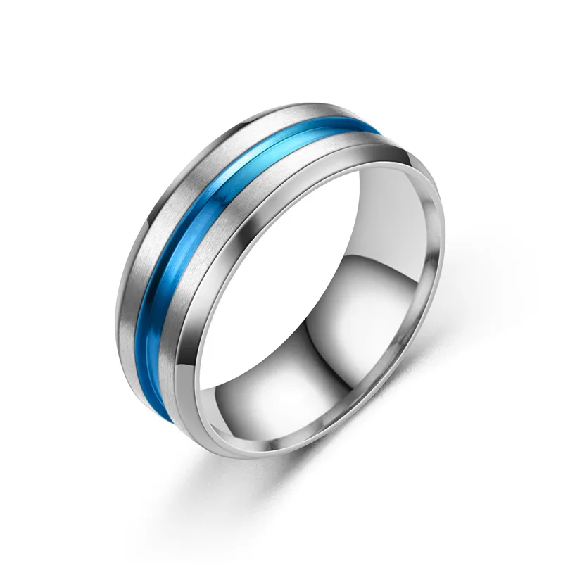 8MM Black Titanium Ring for Men Boys Simple Stainless steel Rings Trendy Rainbow Groove Rings Jewelry Accessories Gifts - Image 4