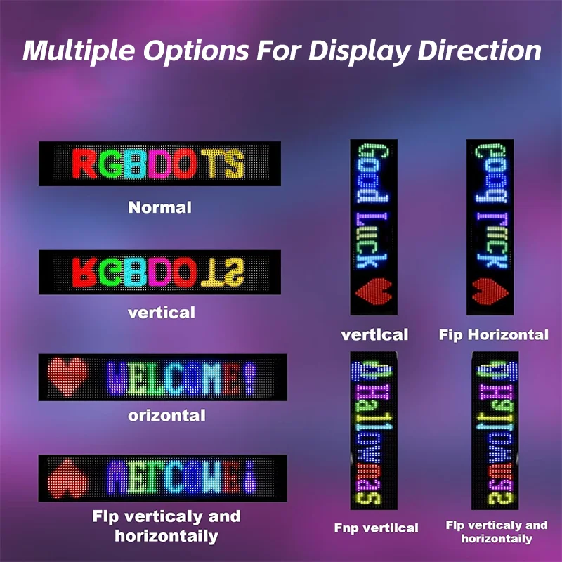 Led Digital Tube Display Led Video Display Panel App Control Programmable LED Display Screen RGB Messages Scrolling Led Car Shop Sign Board Soft Flexible Digital Display Panels