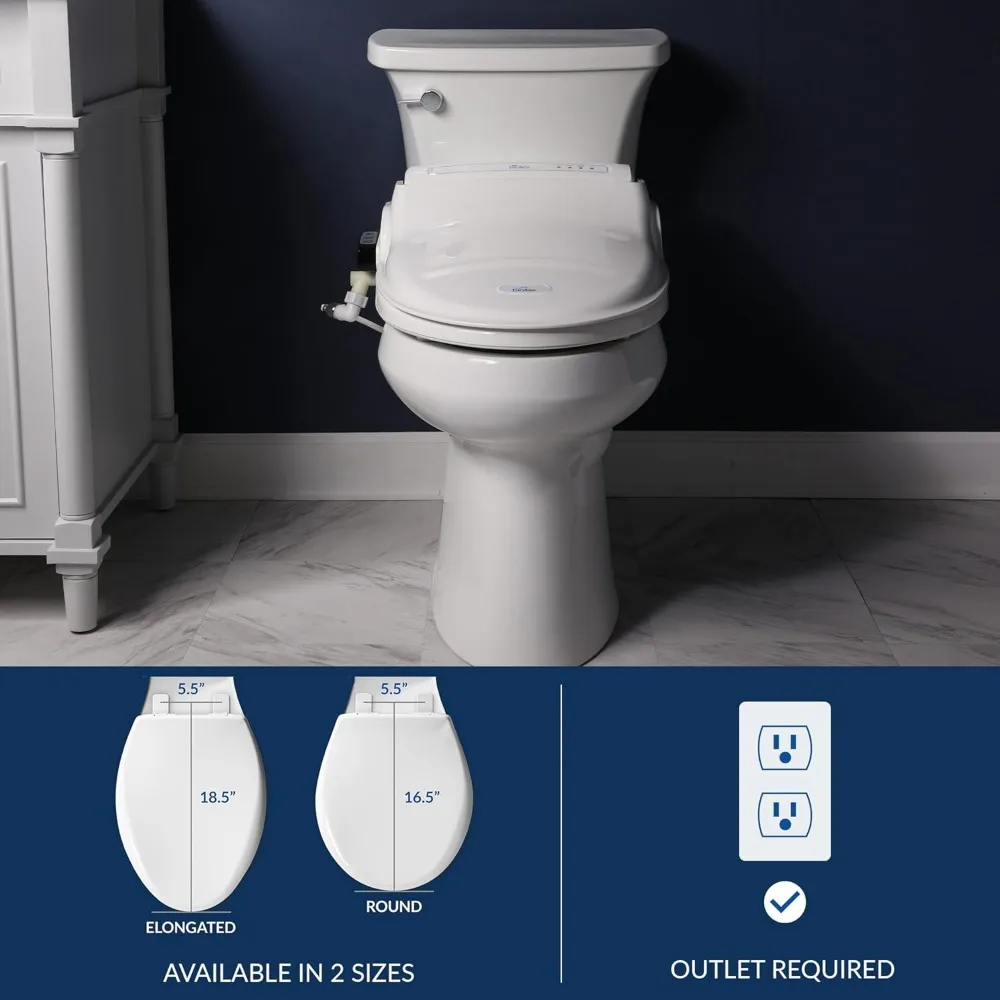Electric Bidet Toilet Seat, Warm Water with Air Dryer, Heated Seat with Slow Close Lid, Remote Control, Elongated White 5