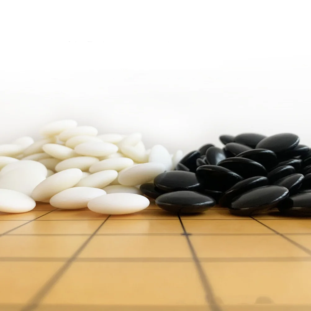 360Pcs Go Game Stones Set Double Convex Melamine Chess Pieces Black White Stones Go Chess Playing Pieces Chinese Strategy